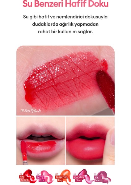 Ultra Kalıcı, Canlı Renk Sunan Hafif Yapılı Tint Clıo Water Soda Tint (01 Red Splash)