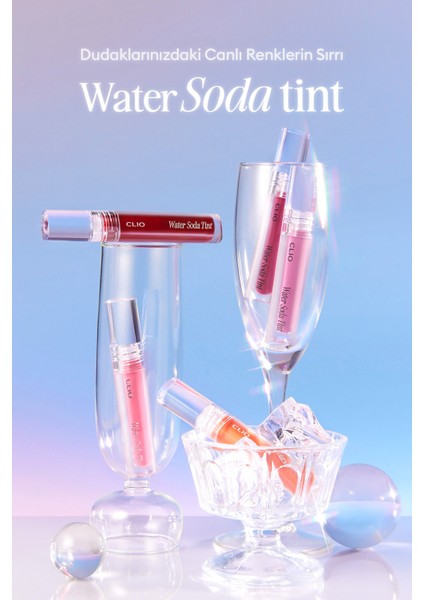 Ultra Kalıcı, Canlı Renk Sunan Hafif Yapılı Tint Clıo Water Soda Tint (01 Red Splash)