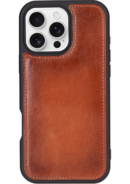 Apple iPhone 16 Pro Uyumlu, Hakiki Deri, El Yapımı, Cüzdanlı Kılıf, Gölgeli Taba indirimleri