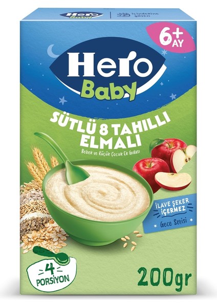 Sütlü 8 Tahıllı Elmalı Kaşık Mama 200G