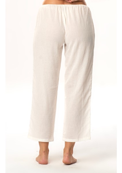 Şile Bezi Pamuk Rahat Kesim Beli Lastikli Jüpon Pantolon Astarı Krem Krm fiyatları