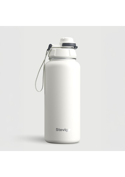 1 Hand Leak-Proof Sızdırmaz Çelik Termos 1000 Ml Star Whıte St-213