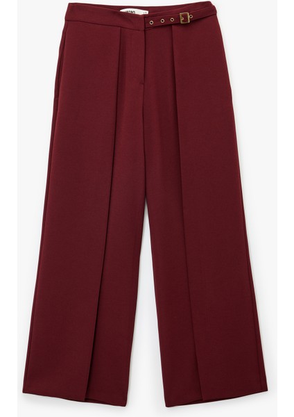 Kemer Detaylı Bilek Boy Geniş Paça Krep Palazzo Pantolon