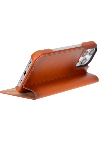 Apple iPhone 16 Pro Uyumlu, Hakiki Deri, El Yapımı, Cüzdanlı Kılıf, Gölgeli Taba fiyatları