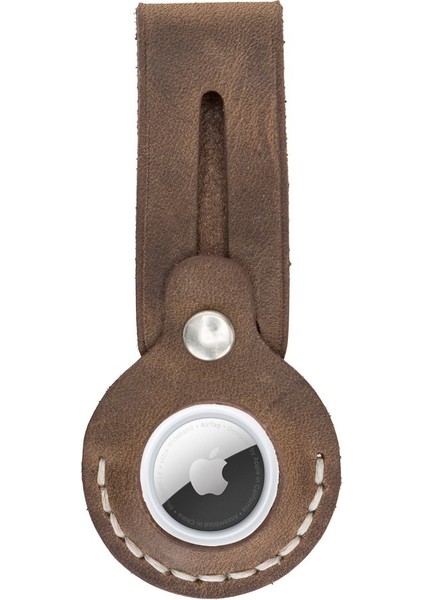Apple Airtag Uyumlu Deri Anahtarlık Beta Aa6 Kahve
