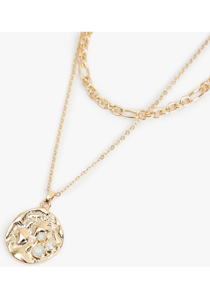 2 Sıra Charm Detaylı Çoklu Zincir Kolye modelleri