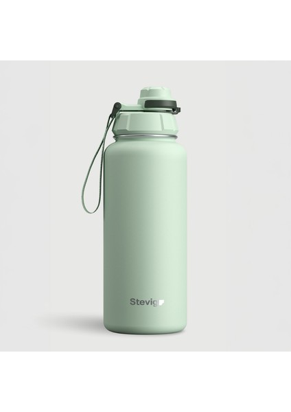 1 Hand Leak-Proof Sızdırmaz Çelik Termos 1000 Ml Smoke Green St-218