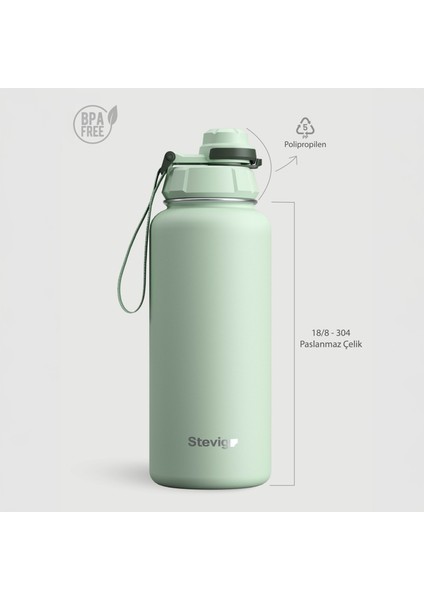 1 Hand Leak-Proof Sızdırmaz Çelik Termos 1000 Ml Smoke Green St-218 indirimleri