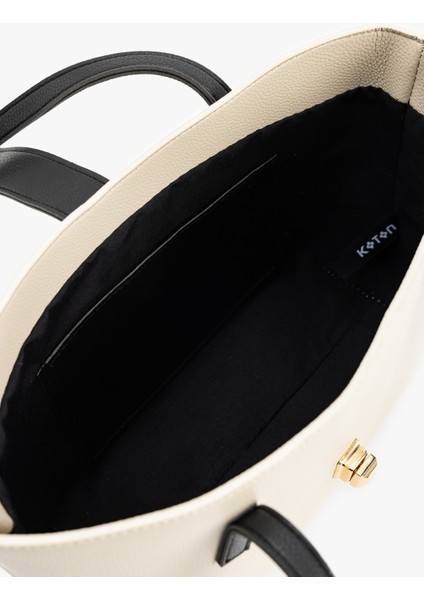 Metal Aksesuarlı Saplı Suni Deri Tote Çanta