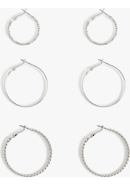 Çelik Burgu 3'lü Halka Küpe Seti