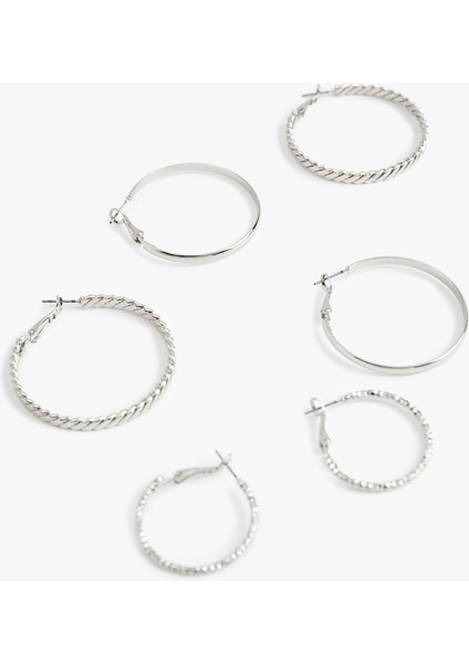 Çelik Burgu 3'lü Halka Küpe Seti modelleri