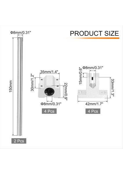 2 Adet 8MMX150MM Lineer Hareketli Raylı Slayt Kılavuzu 4 Adet Rulman ve 4 Adet Sk8 Ray Desteği (Yurt Dışından) fırsatları