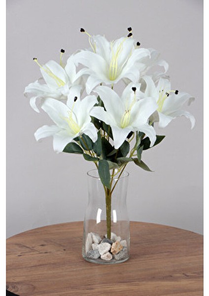 9 Dal Beyaz Islak Lilyum Demeti Uzun Ömürlü Dekoratif Çiçek fiyatları