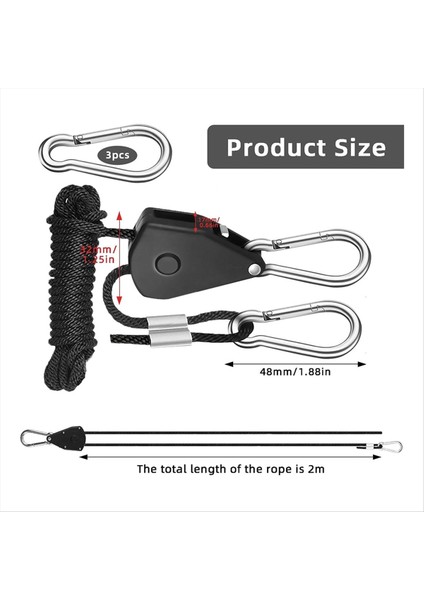 4 Cırcırlı Askı Paketi, Ayarlanabilir Halat Askı, Cırcır Halat, Çekme Çekme Kancası, Ayarlanabilir Halat Kancası, 2m, 1/8 Inç (Yurt Dışından) indirimleri