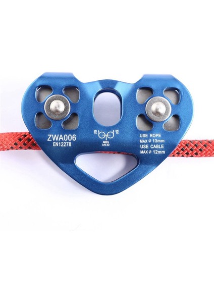 Açık Tırmanma Kasnağı Iki Eksenli Taşıma Çelik Kablosu, Kalp Şeklinde Çift Kasnak Mavisini Genişletiyor (Yurt Dışından) fırsatları