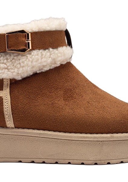 Kadın Taba Süet Bot Içi Kürklü Kemerli Bilekte Kısa Topuklu Taban Kışlık Bot modelleri