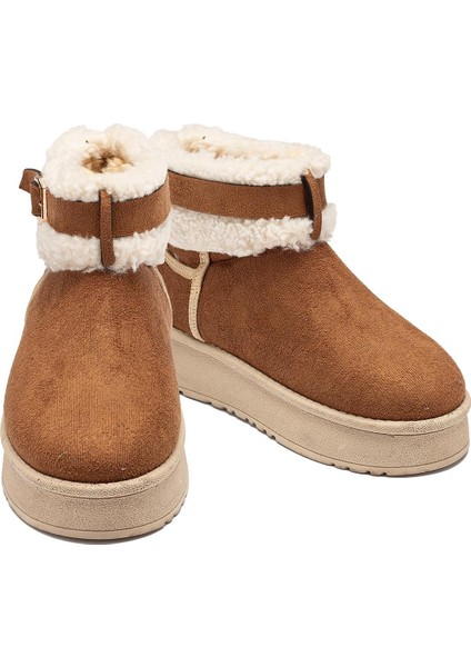 Kadın Taba Süet Bot Içi Kürklü Kemerli Bilekte Kısa Topuklu Taban Kışlık Bot fırsatları