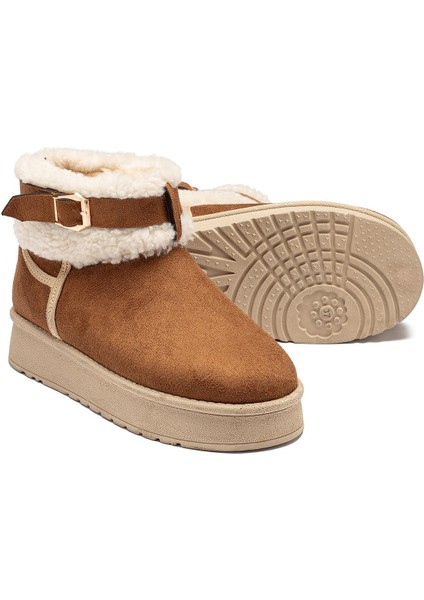 Kadın Taba Süet Bot Içi Kürklü Kemerli Bilekte Kısa Topuklu Taban Kışlık Bot indirimleri