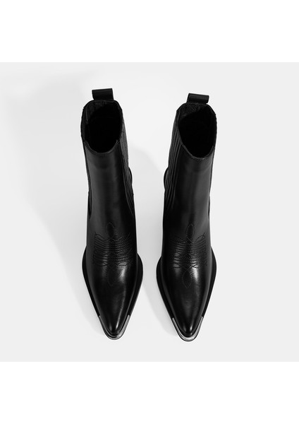 Kadın Siyah Kalın Topuklu Deri Bot fırsatları