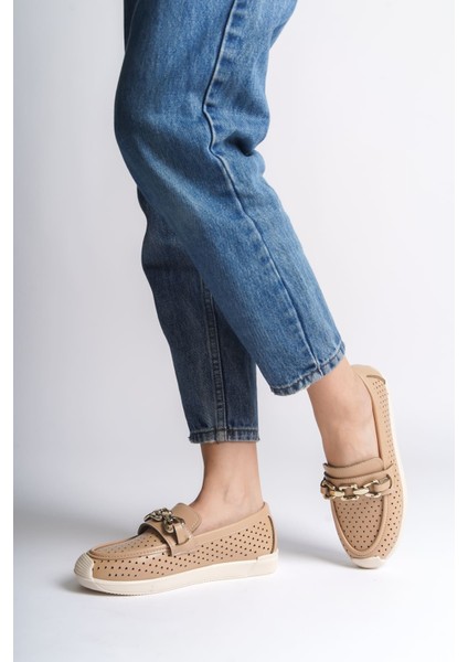 JET-LAYLA Bağcıksız Ort. Taban Kalp Desenli Kadın Babet Ayakkabı CKT-Ten modelleri