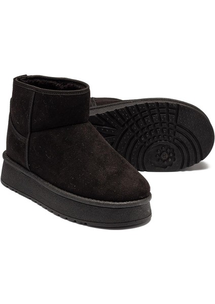 Kadın Siyah Süet Bot Içi Kürklü Bilekte Kısa Topuklu Taban Kışlık Bot indirimleri