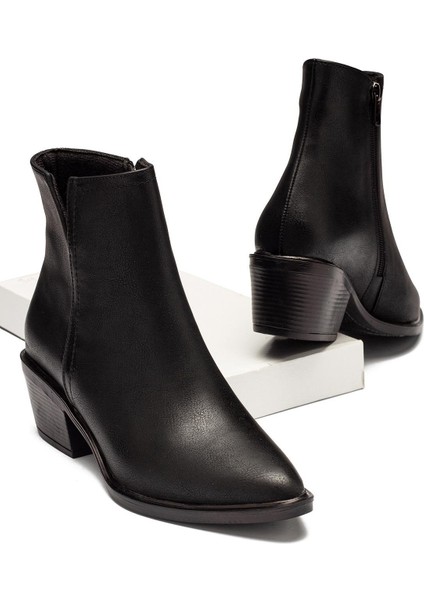 Kadın Streç Bot Bilekli Kısa Küt Kalıp Deri Kaliteli Bot Topuklu Kışlık Bot & Bootie