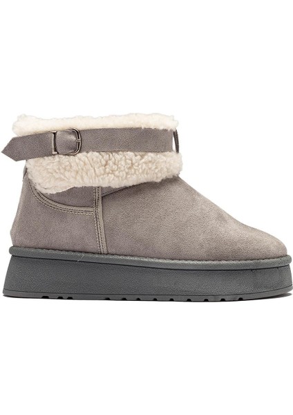 Kadın Gri Süet Bot Içi Kürklü Kemerli Bilekte Kısa Topuklu Taban Kışlık Bot fiyatları