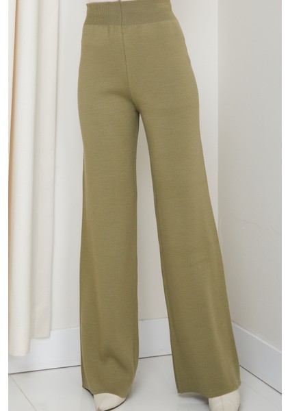 Kadın Rahat Kalıp Geniş Paça Beli Lastikli Triko Pantolon fiyatları