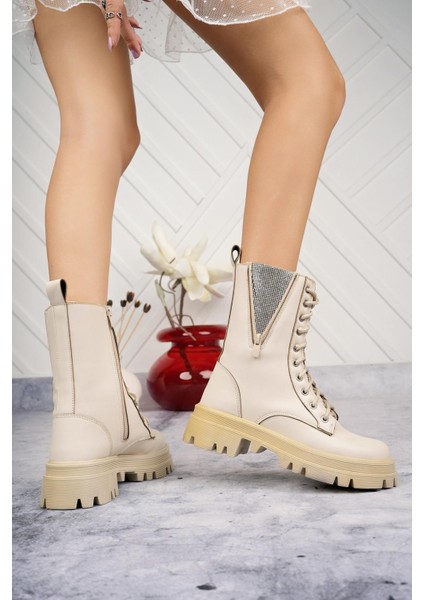 Kadın Taş Fermuar Detaylı Fermuarlı Kaymaz Taban Postal Bot modelleri