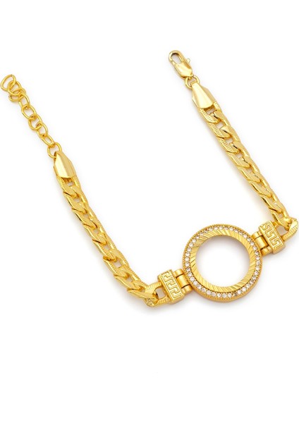 Altın Kaplama İmitasyon Zirkon Taşlı Figaro Desenli Çeyrek Çerçeve Bileklik BLK-1171 fiyatları