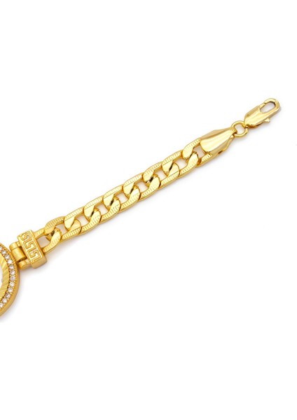 Altın Kaplama İmitasyon Zirkon Taşlı Figaro Desenli Çeyrek Çerçeve Bileklik BLK-1171 fırsatları