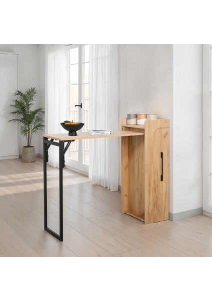 Slide Katlanır Çok Amaçlı Masa - Ceviz/siyah 122X44.5X108 cm