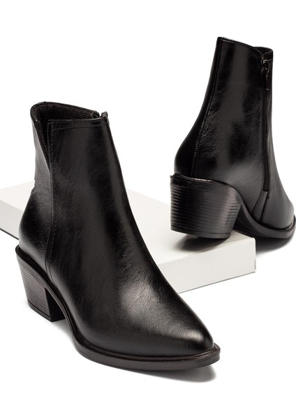 Kadın Streç Bot Bilekli Kısa Küt Kalıp Deri Kaliteli Bot Topuklu Kışlık Bot & Bootie