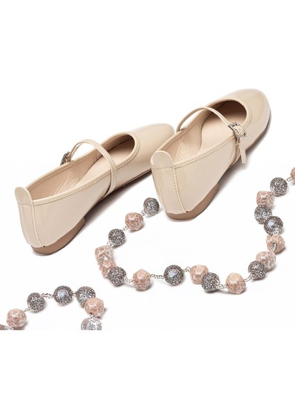 Kadın Babet Taşlı Tokalı Bantlı Kemerli Hafif Rahat Şık Iş Ofis Günlük Ayakkabı