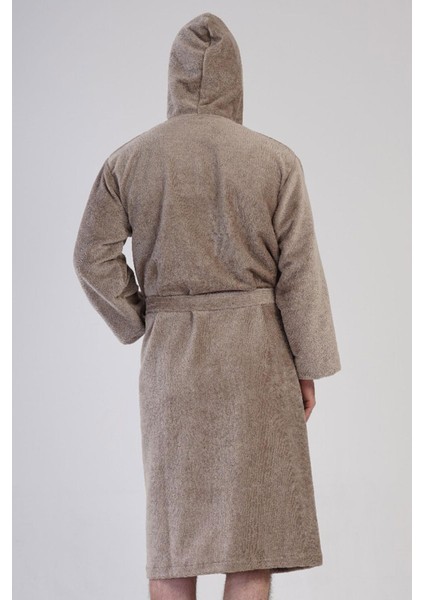 Erkek Kapüşonlu Koyu Bej Renk Bornoz – Havlu Dokulu, Cepli, Kuşaklı C6T6N7161 fırsatları