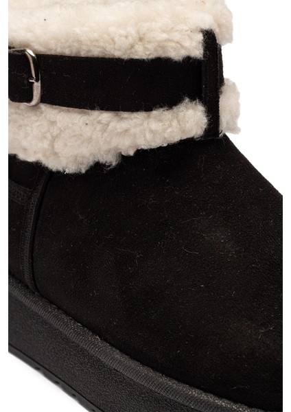 Kadın Siyah Süet Bot Içi Kürklü Kemerli Bilekte Kısa Topuklu Taban Kışlık Bot modelleri