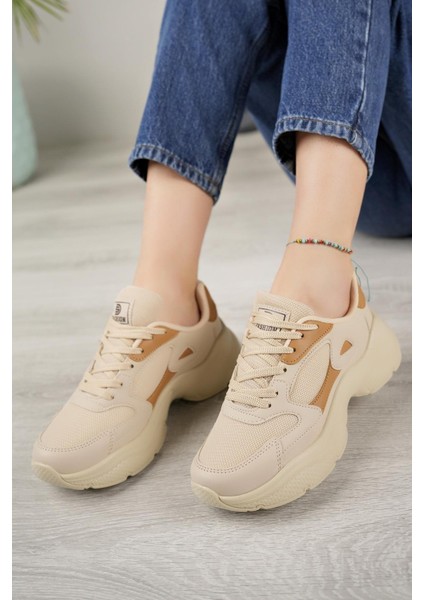 Kadın Poli Taban Yanı Şeritli Bağcıklı Sneaker