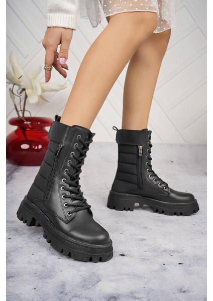 Kadın Cilt Paraşüt Detaylı Cırtlı Fermuarlı Kaymaz Taban Postal Bot