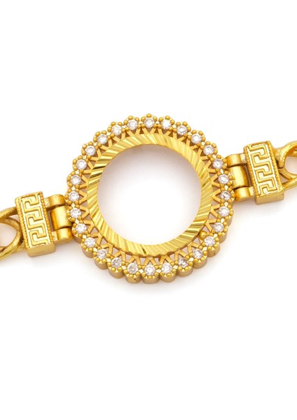 Altın Kaplama İmitasyon Zirkon Taşlı İşlemeli Zincir Çeyrek Çerçeve Bileklik BLK-1170 modelleri