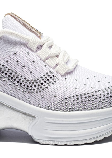 Kadın Gizli Topuk Taşlı Rahat Kalıp Bağcıklı Triko Spor Ayakkabı modelleri