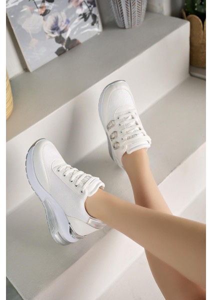 Kadın Taşlı Rahat Kalıp Topuklu Spor Ayakkabı modelleri