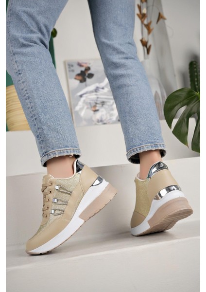 Kadın Taşlı Rahat Kalıp Topuklu Spor Ayakkabı modelleri