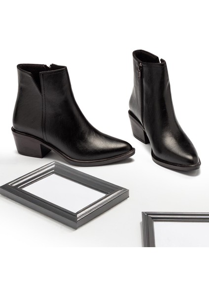 Kadın Streç Bot Bilekli Kısa Küt Kalıp Deri Kaliteli Bot Topuklu Kışlık Bot & Bootie