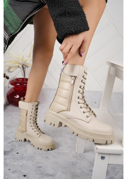 Kadın Cilt Paraşüt Detaylı Cırtlı Fermuarlı Kaymaz Taban Postal Bot