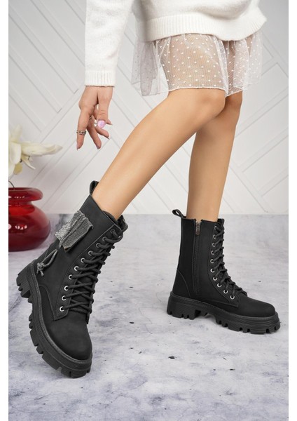 Kadın Taş Detaylı Fermuarlı Kaymaz Taban Postal Bot fiyatları