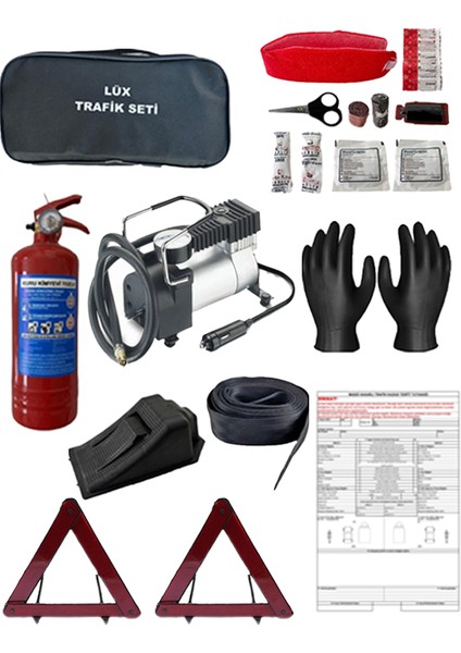 4 Parça Trafik Seti Kompresör+Trafik Seti+Kazatuıtanağı+Eldiven