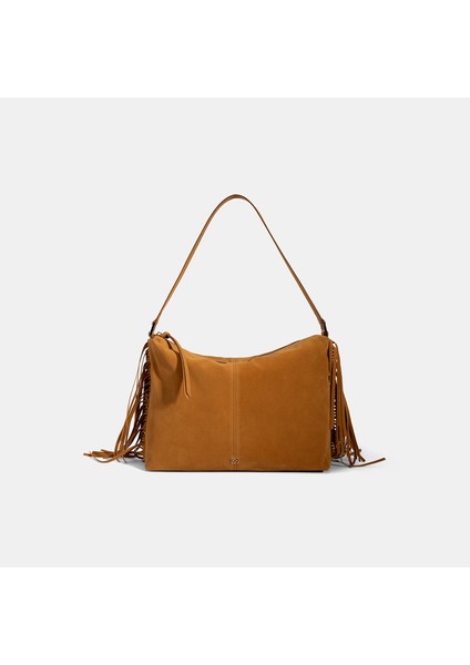 Kadın Taba Püskül Detaylı Süet Omuz Çantası
