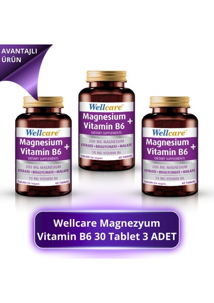Magnezyum + Vitamin B6 30 Tablet 3 Adet