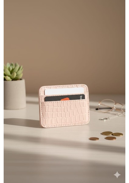 Pembe Deri Görünümlü Parlak Kartlık Mini & Cüzdan modelleri