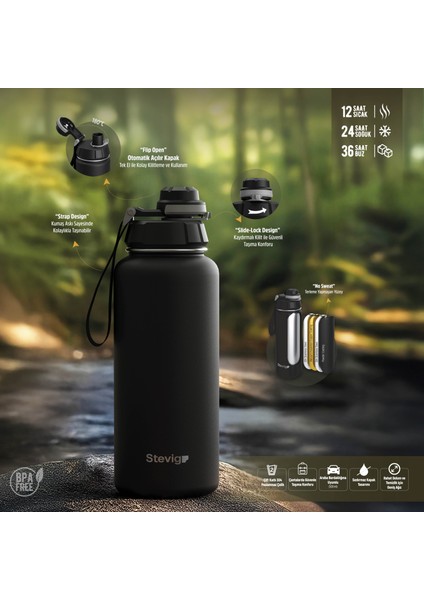 1 Hand Leak-Proof Sızdırmaz Çelik Termos 1000 Ml Grey St-214 fırsatları